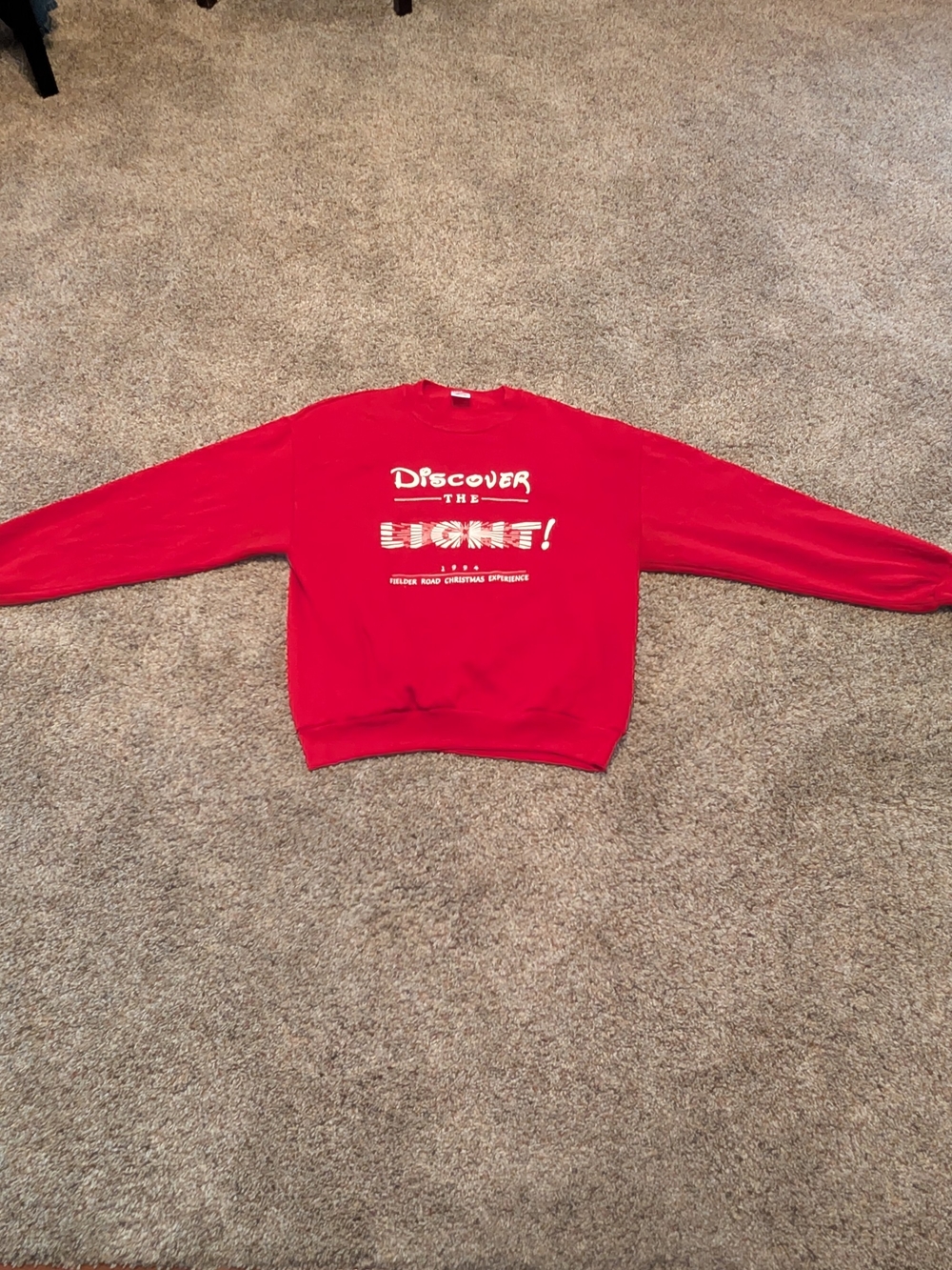 Vintage 90s Jerzees Made in USA Red Crewneck Sweatshirt Large 1994 Graphic